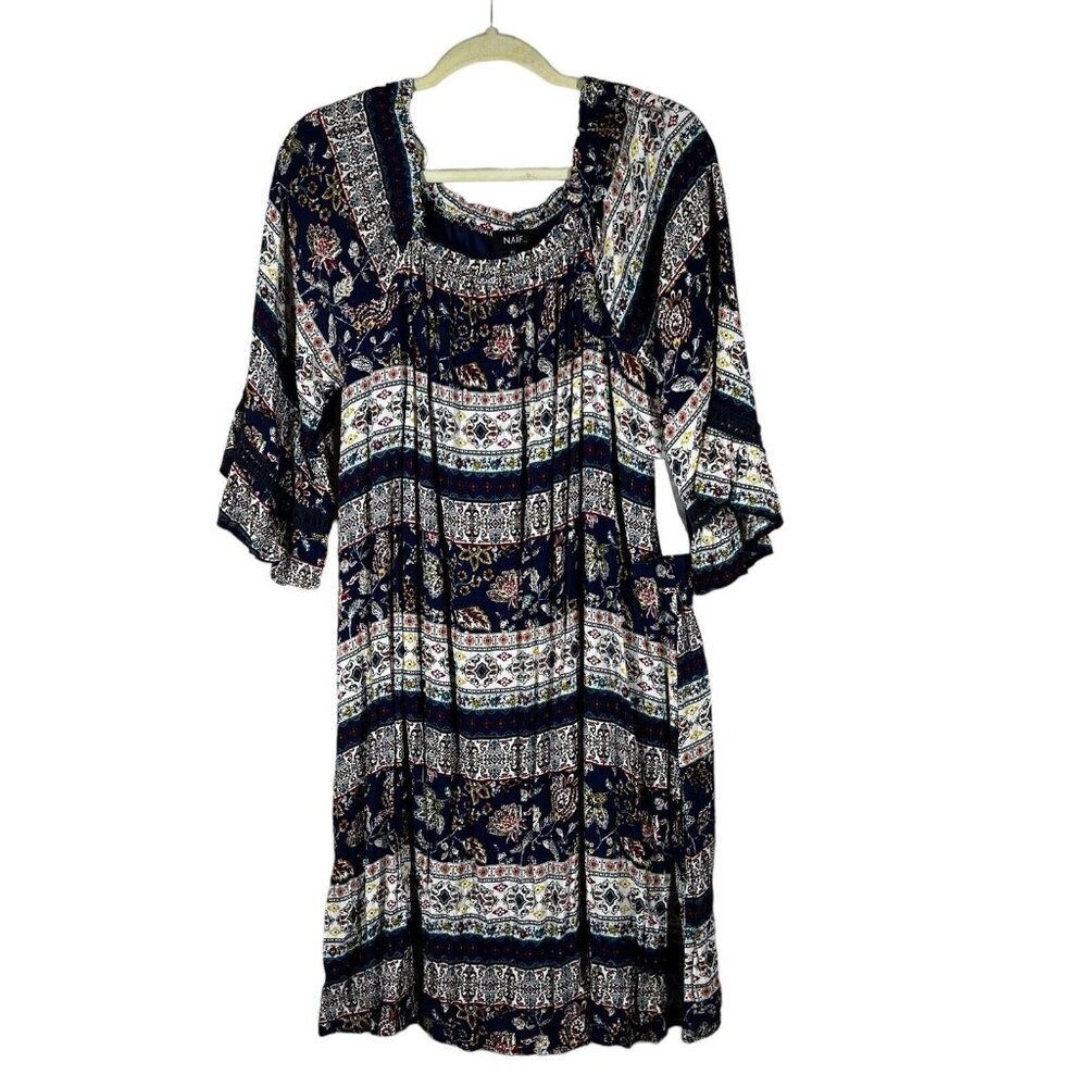 Naif Floral Summer Cottagecore Dress XL Smocked Off Shoulder NEW